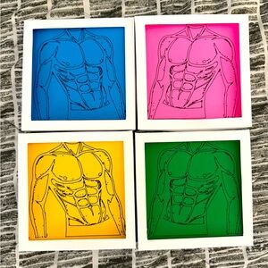 New Colorful Pop Art Muscle Prints gay hot sexy man abs torso gym decor Warhol